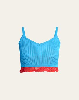 Versace Ribbed Lace Crop Top