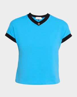 Versace Shrunken V-Neck Ringer Tee