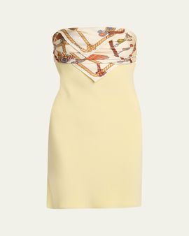 Versace Strapless Printed Scarf Mini Dress