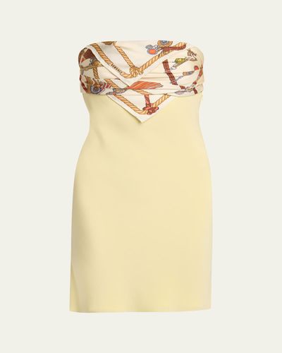 Versace Strapless Printed Scarf Mini Dress