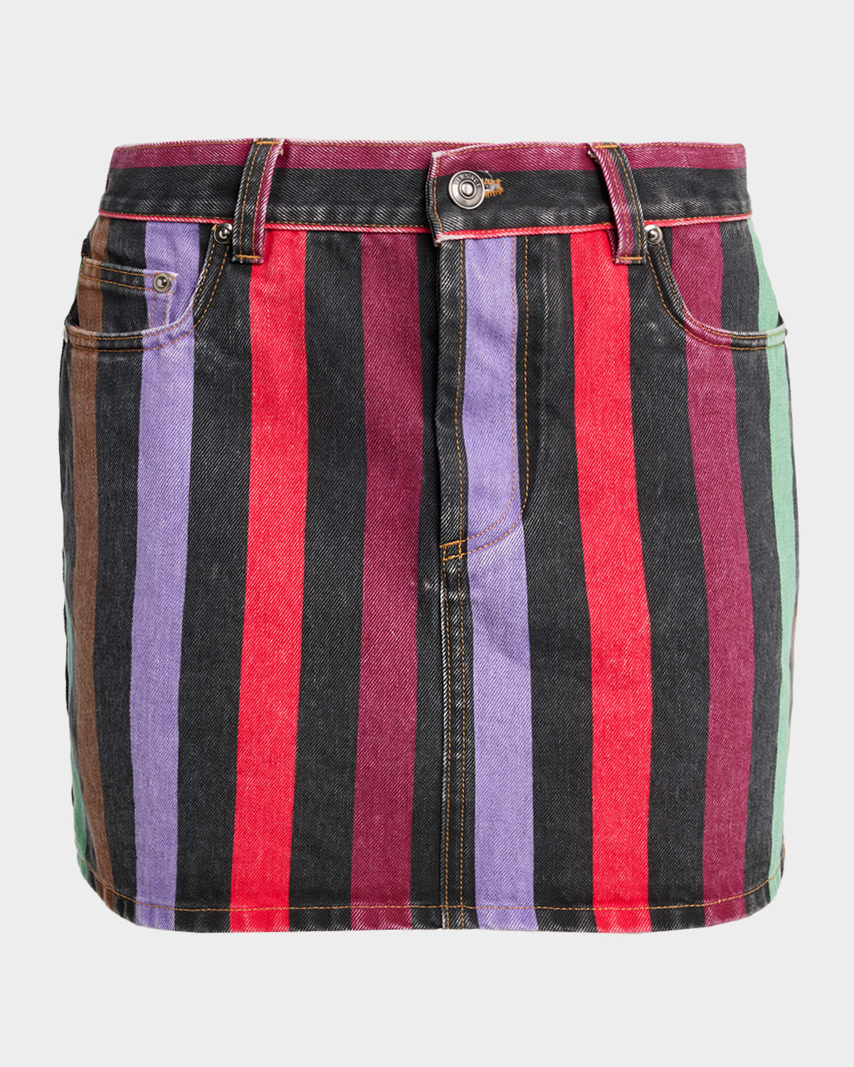 Versace Stripe Denim Mini Skirt