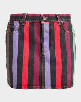 Versace Stripe Denim Mini Skirt