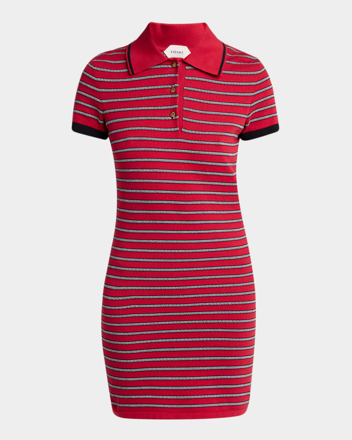 Versace Stripe Knit Mini Polo Dress