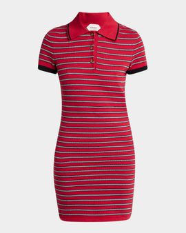 Versace Stripe Knit Mini Polo Dress