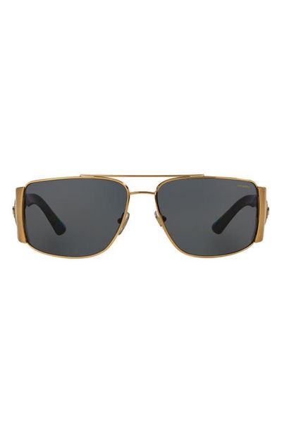 Versace Versace 63mm Polarized Oversize Rectangular Sunglasses