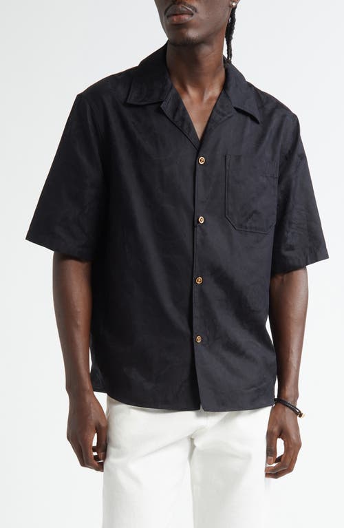 Versace Versace Barocco Jacquard Cotton Poplin Camp Shirt
