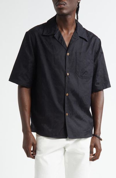 Versace Versace Barocco Jacquard Cotton Poplin Camp Shirt