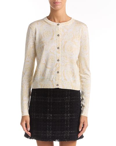 Versace Versace Barocco Printed Silk Cardigan Sweater