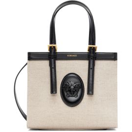 Versace Versace Beige & Black Rivière Mini Canvas Tote