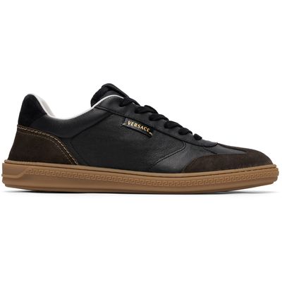 Versace Versace Black & Brown Greca Court Nappa & Suede Sneakers