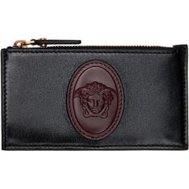 Versace Versace Black & Brown Roomy Leather Zip Card Holder