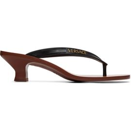 Versace Versace Black & Brown Sophie Rubber Thong Heeled Sandals