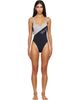 Versace Versace Black & Gray Embroidered-Logo One-Piece Swimsuit - 1