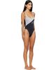 Versace Versace Black & Gray Embroidered-Logo One-Piece Swimsuit - 2