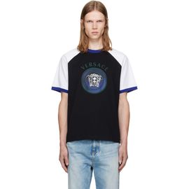 Versace Versace Black & White Printed Cotton Jersey Regular T-shirt