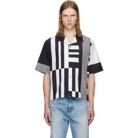 Versace Versace Black & White Printed Cotton Silk Shirt