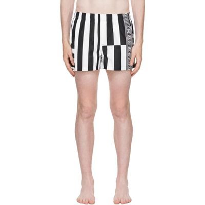 Versace Versace Black & White Printed Swim Shorts
