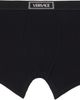 Versace Versace Black Cotton Ribbed Long Boxer Briefs - 1