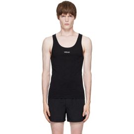 Versace Versace Black Cotton Ribbed Tank Top