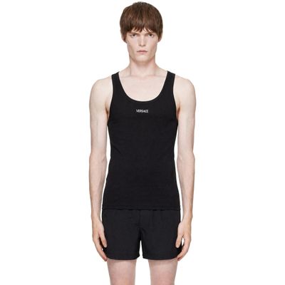 Versace Versace Black Cotton Ribbed Tank Top