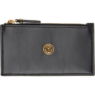 Versace Versace Black Emblème Leather Zip Card Holder