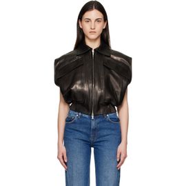 Versace Versace Black Embossed-Logo Leather Vest