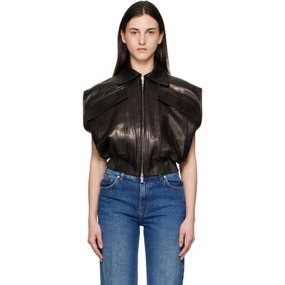 Versace Versace Black Embossed-Logo Leather Vest