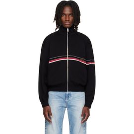 Versace Versace Black Embroidered-Logo Cotton Knit Zip Cardigan