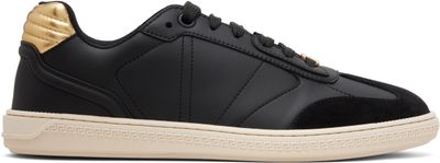Versace Versace Black Greca Court Faux-Leather Sneakers