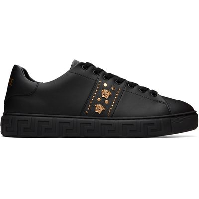 Versace Versace Black Greca Embellished Nylon Sneakers