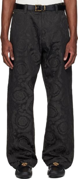 Versace Versace Black Jacquard Cotton Carpenter Trousers