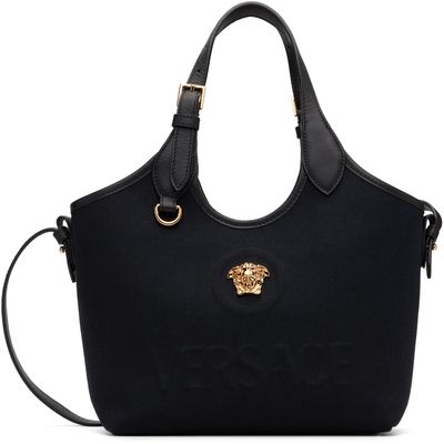 Versace Versace Black 'La Medusa' Canvas Mini Tote