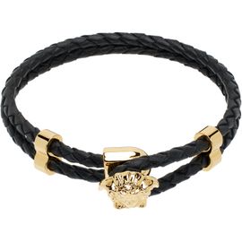 Versace Versace Black 'La Medusa' Leather Bracelet
