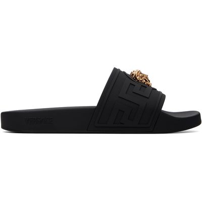 Versace Versace Black 'La Medusa' Rubber Slides