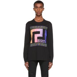 Versace Versace Black Neon Greca Long Sleeve T-Shirt