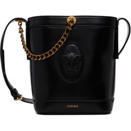 Versace Versace Black Pivot Mini Leather Bucket Bag