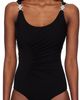Versace Versace Black Stretch Crêpe Jersey Draped Bodysuit - 1