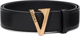Versace Versace Black 'V' Leather Belt