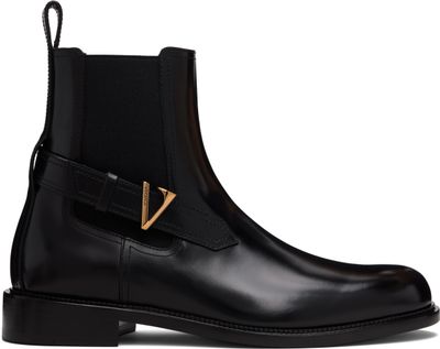 Versace Versace Black V Leather Chelsea Boots