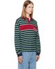 Versace Versace Blue & Green Embroidered-Logo Striped-Intarsia Cotton Polo - 2