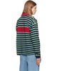Versace Versace Blue & Green Embroidered-Logo Striped-Intarsia Cotton Polo - 3