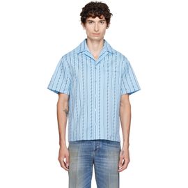 Versace Versace Blue Jacquard Cotton-Silk Regular Shirt