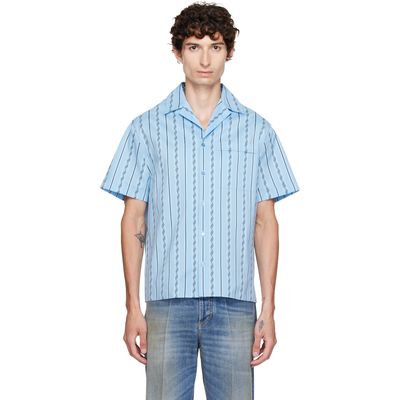 Versace Versace Blue Jacquard Cotton-Silk Regular Shirt