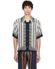 Versace Versace Blue Printed Crêpe De Chine Silk Shirt - 1