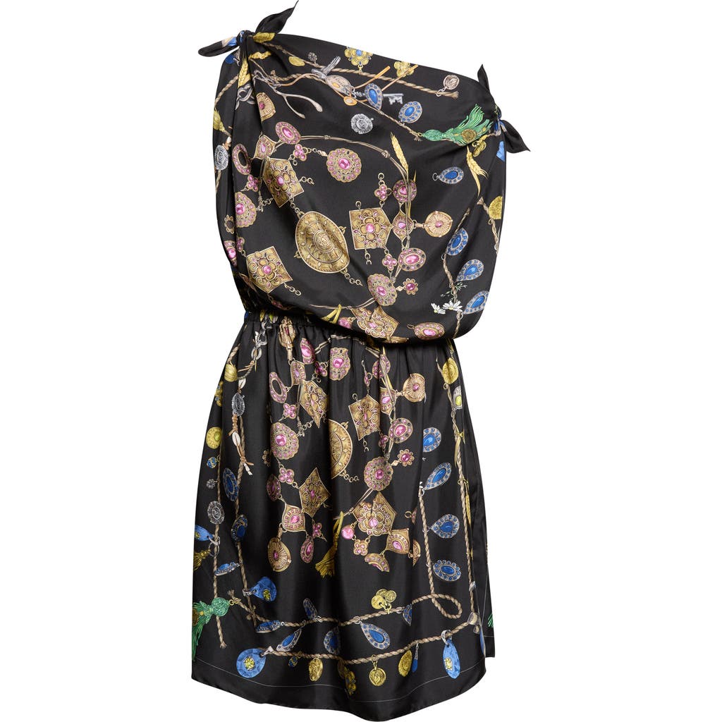 Versace Versace Broken Jewels Print Silk Twill Dress