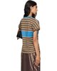Versace Versace Brown & Blue Embroidered-Logo Striped-Intarsia Cotton T-shirt - 3