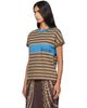 Versace Versace Brown & Blue Embroidered-Logo Striped-Intarsia Cotton T-shirt - 4