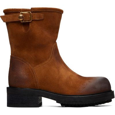 Versace Versace Brown Buckled Suede Boots