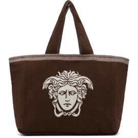 Versace Versace Brown Cotton-Terry Jacquard Tote