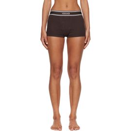 Versace Versace Brown Cotton Rib Short Trunk Boxer Briefs
